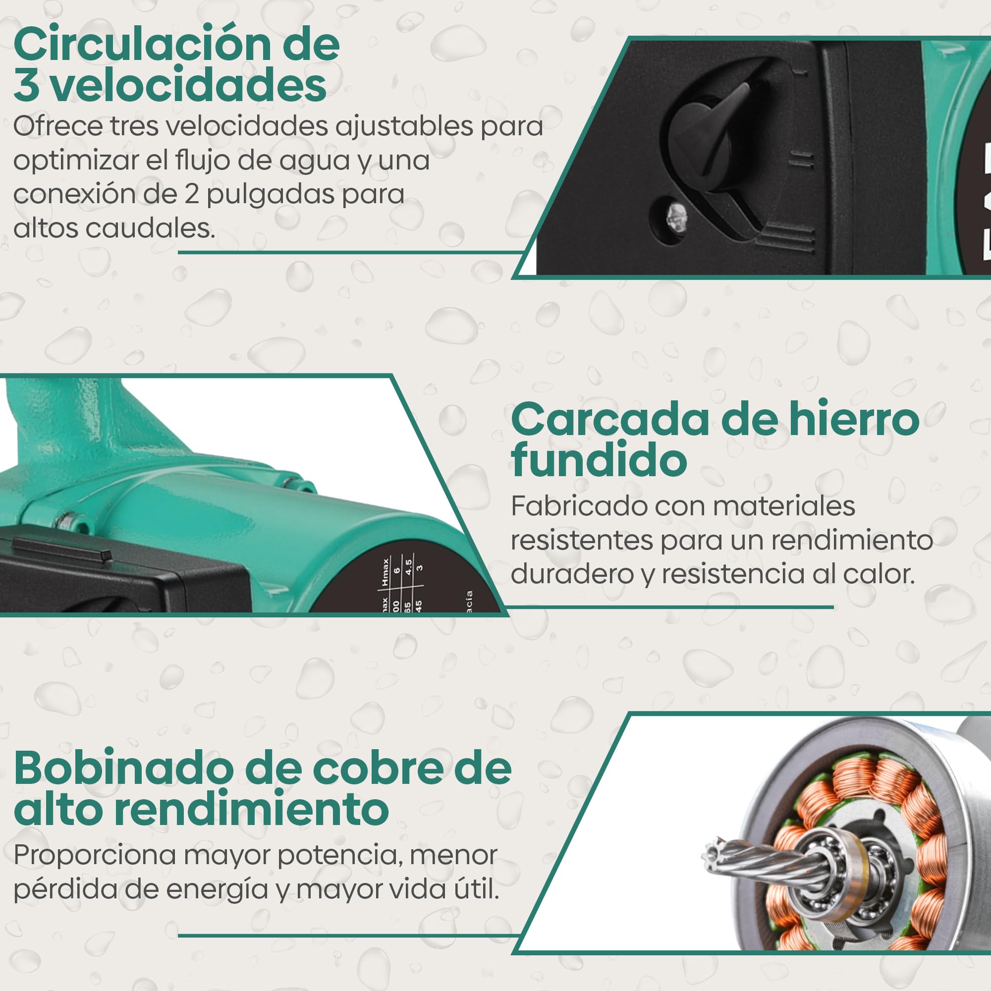 EAF25-60/180 – 3 Velocidades, Latón, Conexión G1½″, 180 mm - Bomba Circuladora y Presurizadora Automática |Bomba Recirculación de Calefacción y Agua Caliente, Calefacción, Radiadores y Suelo Radiante