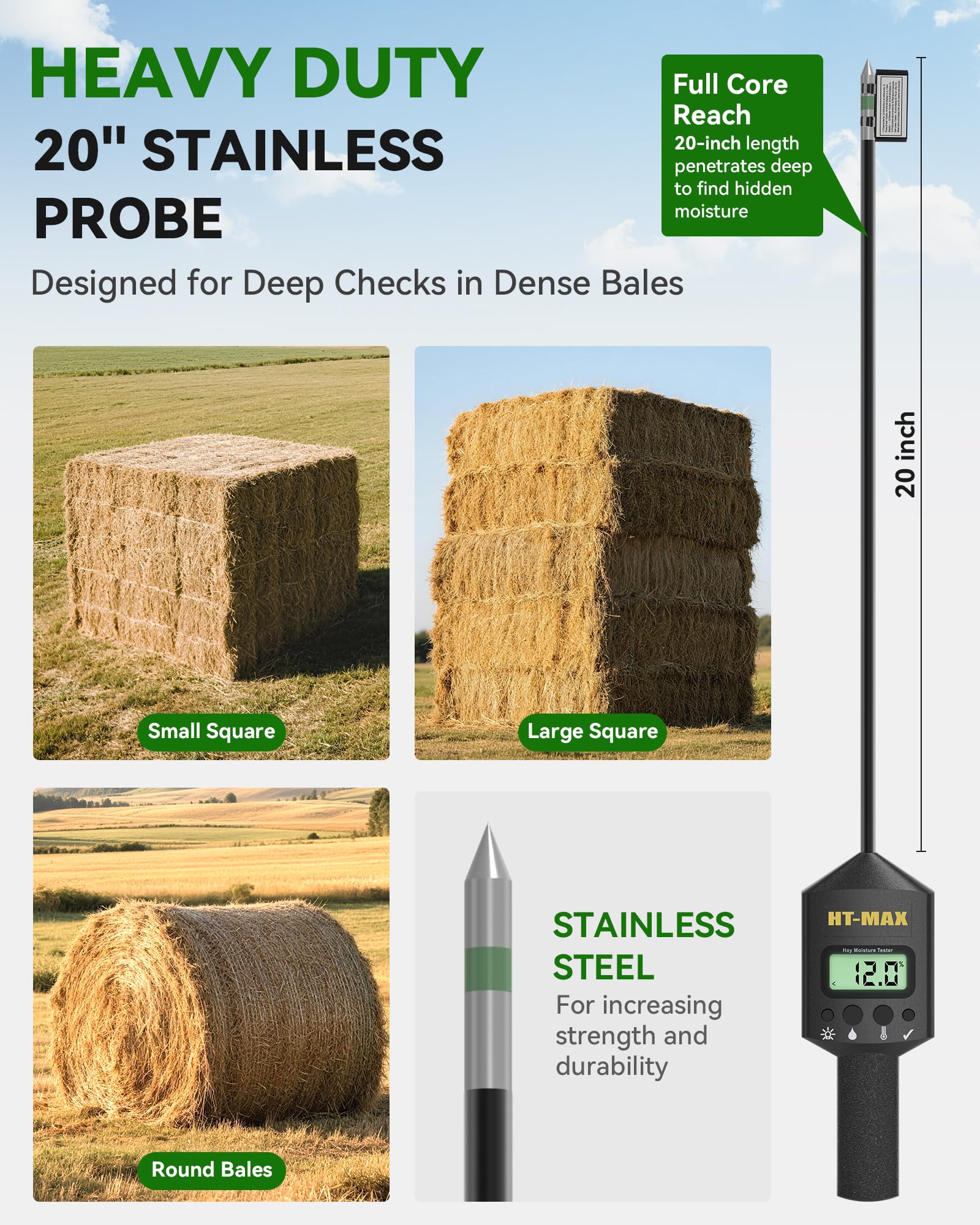 Hay Moisture & Temperature Meter - Digital Tester -3