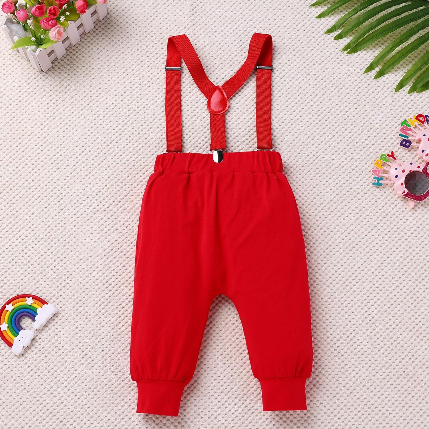 IBTOM CASTLE Baby Boy First Birthday Clothes CASTLE Circus Carnival Romper Pants Set Suspenders Cake Smash Outfits