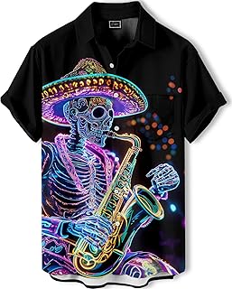 Men's Hawaiian Shirt Button Down Funny Printed Casual Short Sleeve Summer Beach Party BBQ