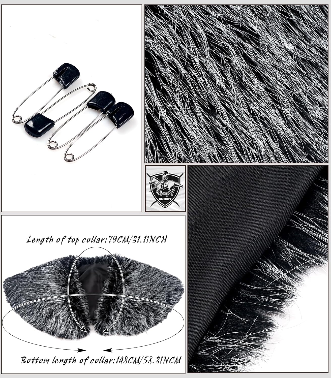 Joukavor Viking Faux Fur Collar Fur Shoulder Wrap Shawl Viking Halloween Costume Men - Image 6