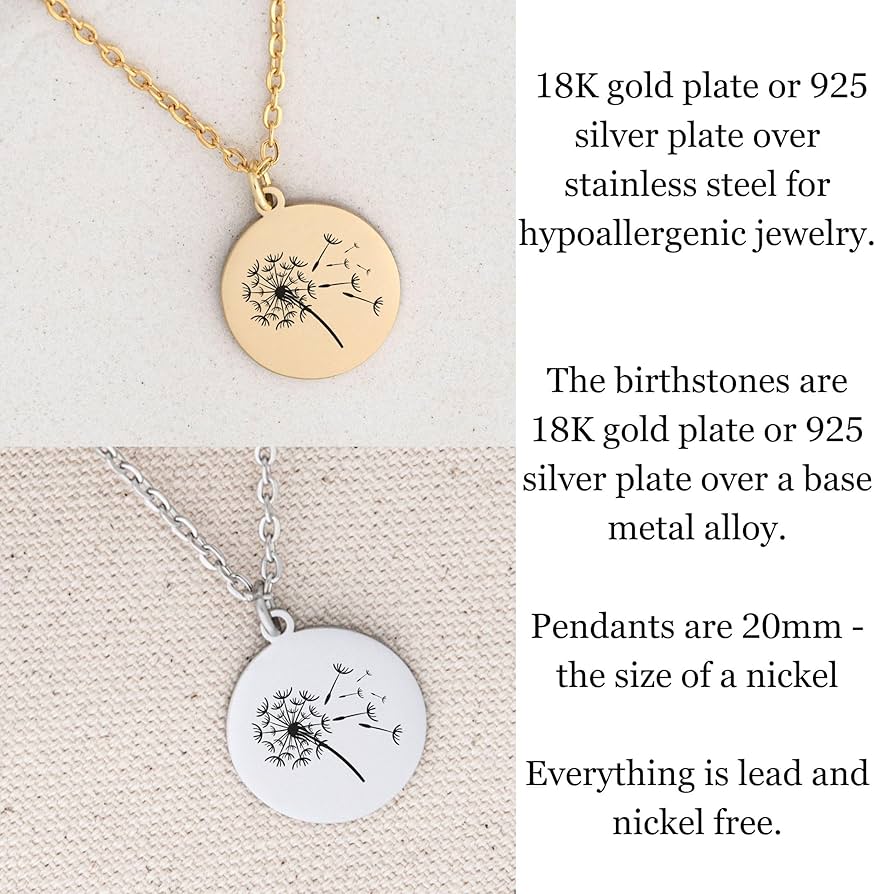Amazon.com: Dandelion Necklace for Women, Nature Flower