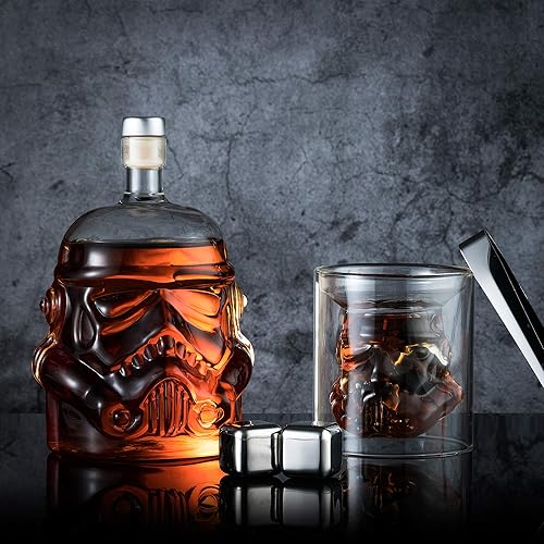 Miniatura 6 de Juego de decantador de whisky transparente y creativo con 2 vasos, regalos para hombres, jarra de jarra de whisky con 4 piedras de whisky y pinzas