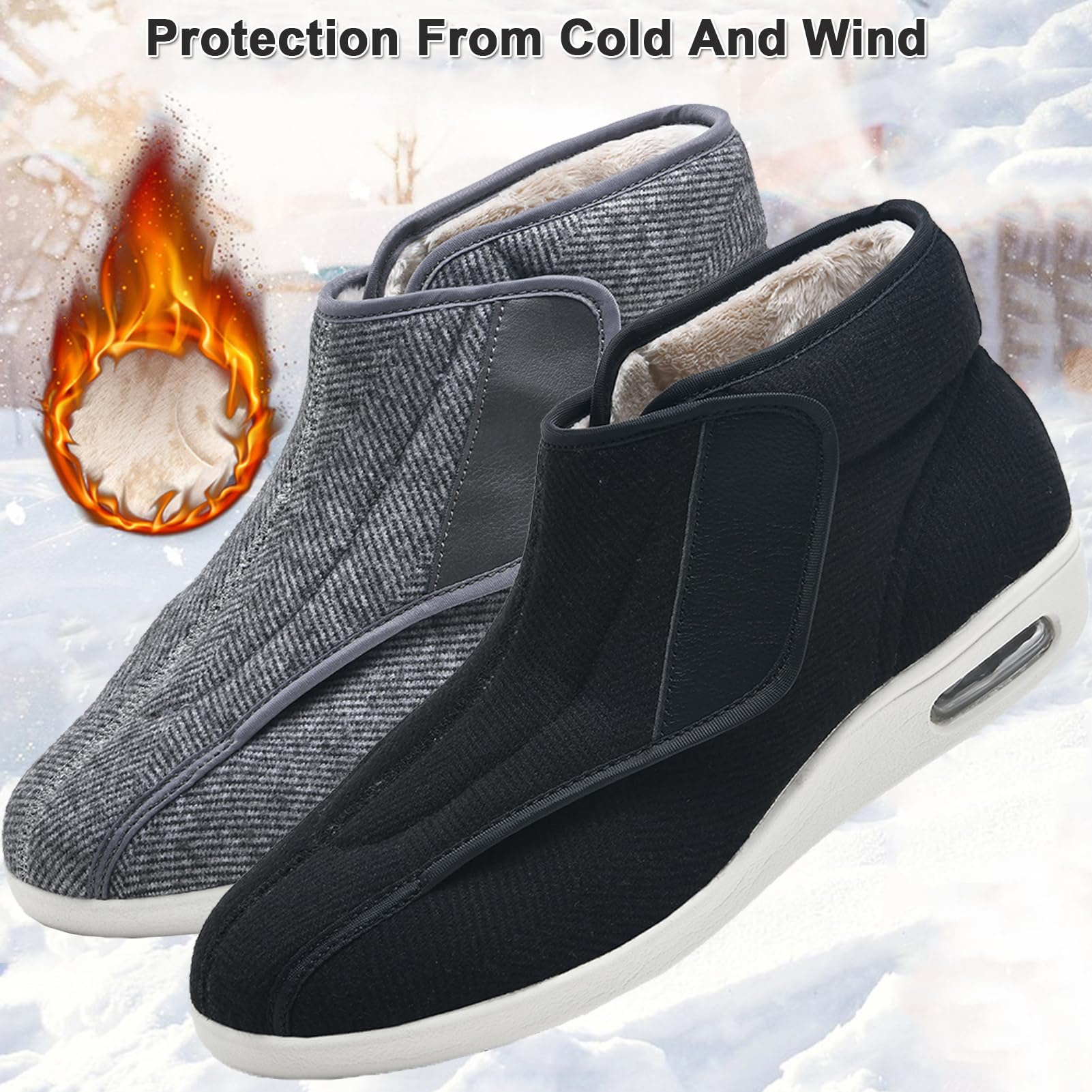 Anziani Scarpe Diabetiche per Uomo Donna Scarpe Ortopediche Slip-on Chiusura Regolabile Scarpe da Passeggio con Sostegno dell'Arco Plantare per Piedi Gonfi Black B EU 40(26cm/10.2in)