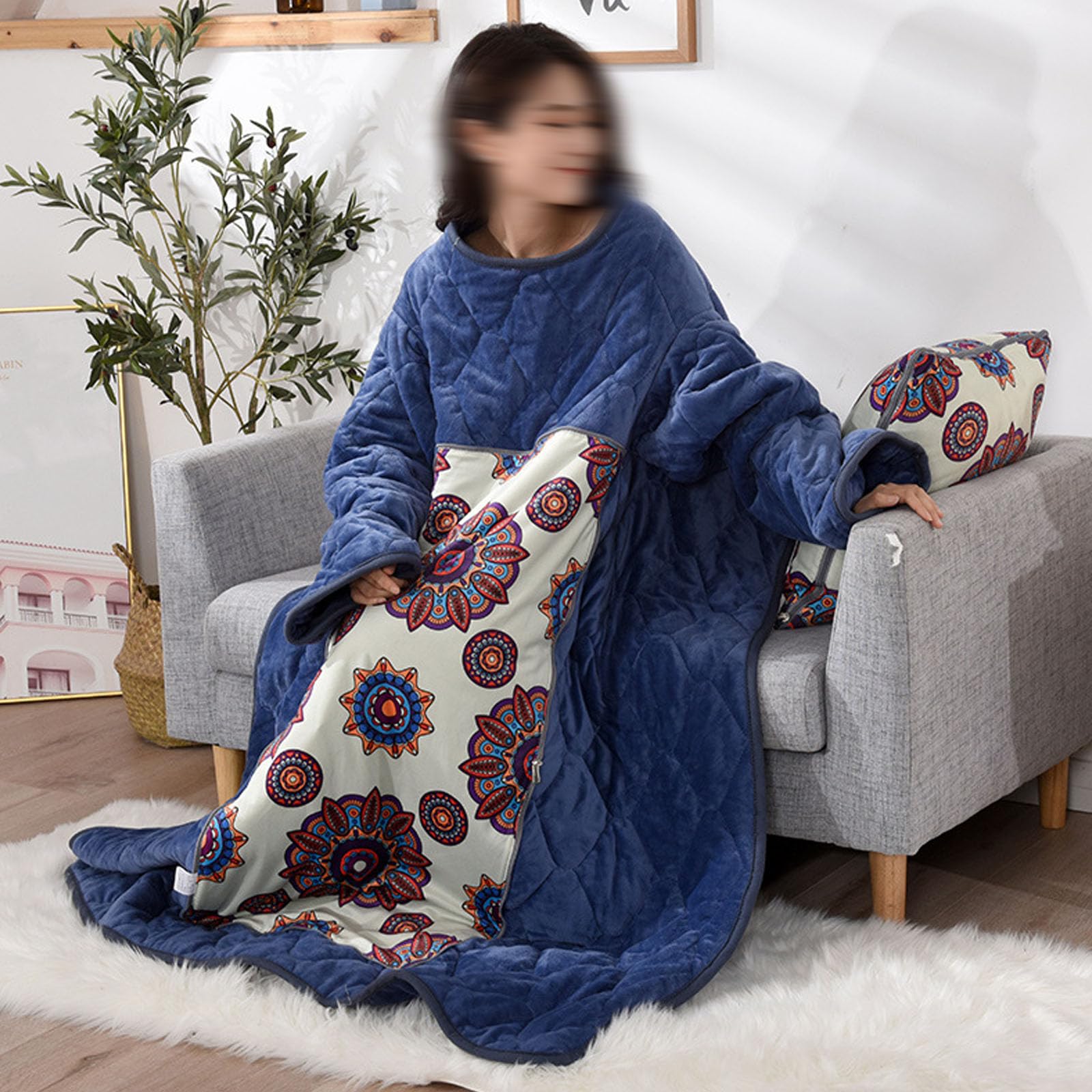 Couette avec manches anti-froid et couvre-lit multifonction pour l'hiver