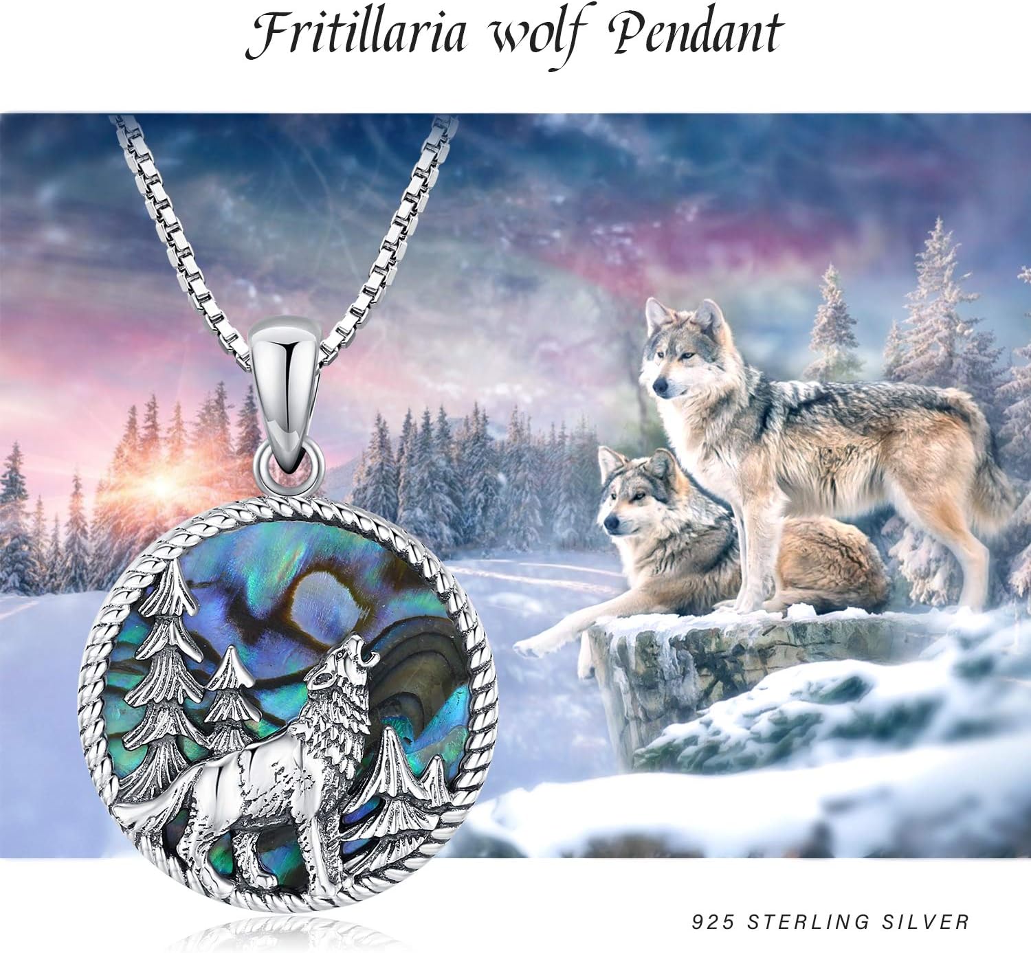 Wolf Necklace for Men Women Viking Jewelry 925 Sterling Silver Abalone Viking Wolf Necklace Gifts - Image 4