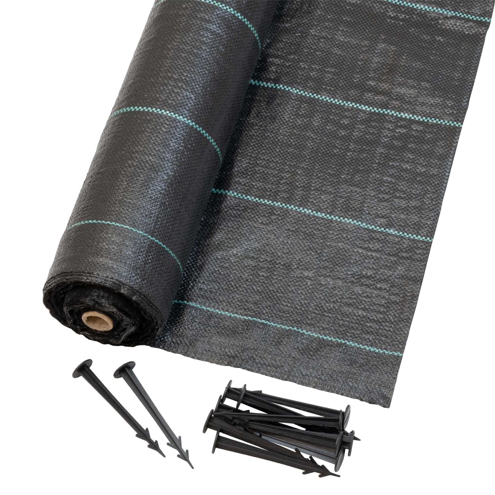 Telo antierbaccia, 40 picchetti 50m, 100g/m² Nero polipropilene | Telo da giardino permeabile all'acqua, telo antierbaccia ad alta resistenza UV per giardino e aiuola