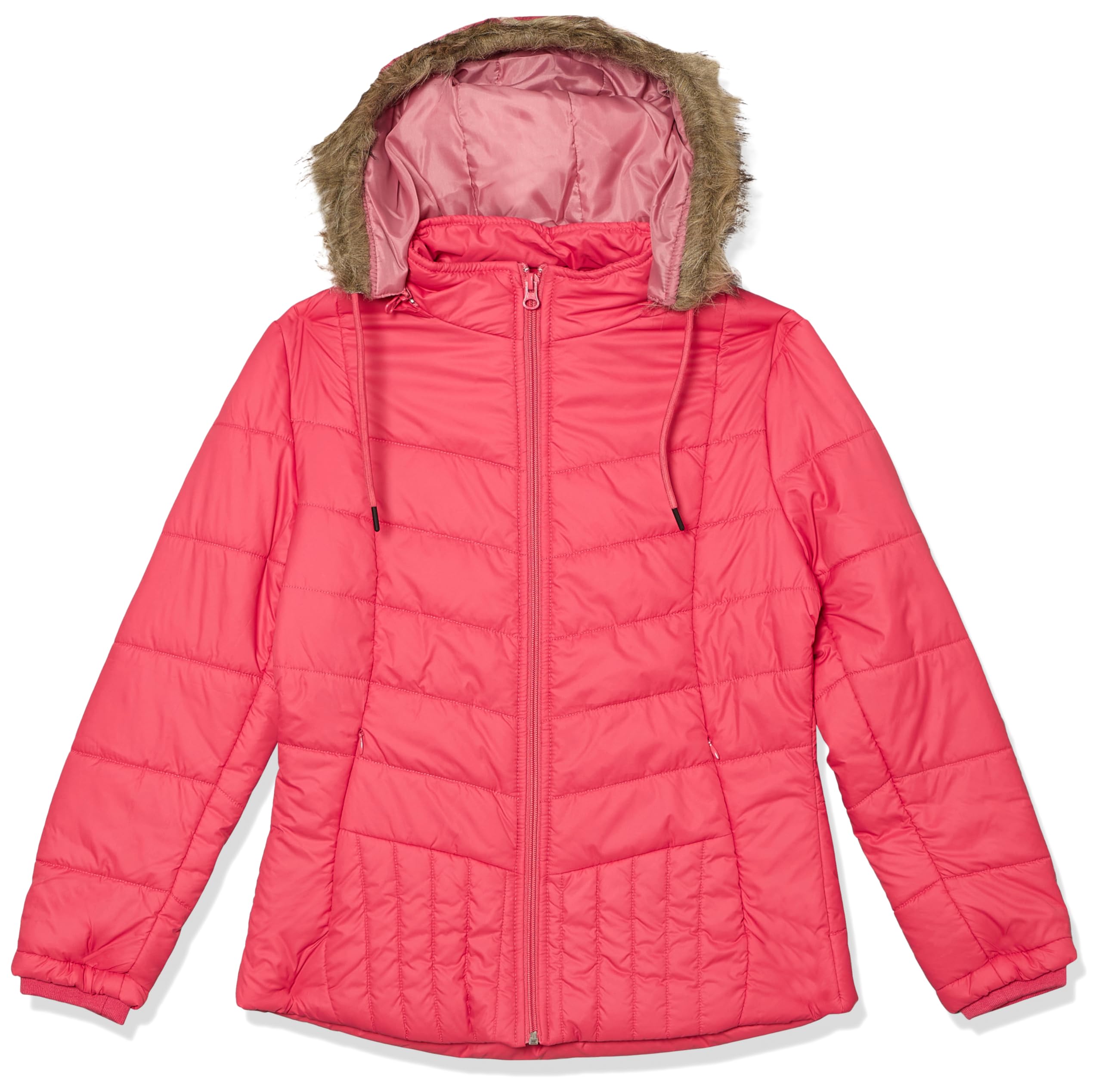 Qube By Fort Collins Polyester Women's Standard Length Parka Coat (BD30121AZ_Fuchsia, Large