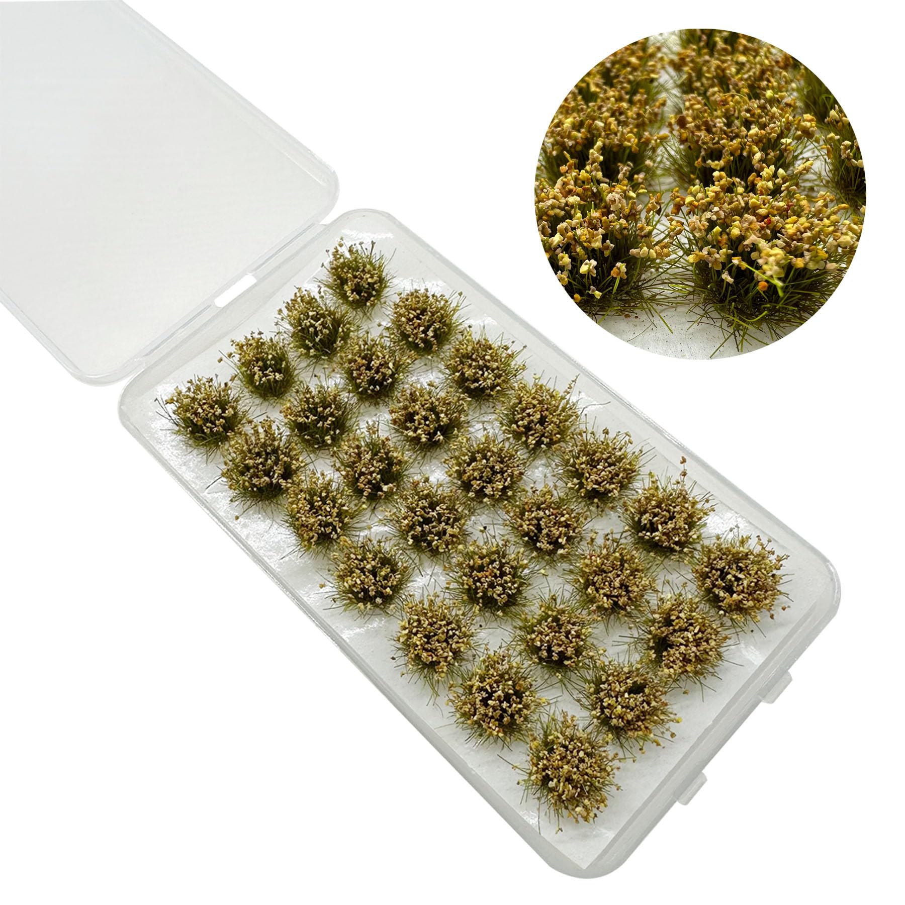 Woohome 112 PCS Static Grass, 4 Color Bushy Tuft Flower Cluster Vegetation Groups for DIY Architecture Building Model Train Landscape Railroad Scenery