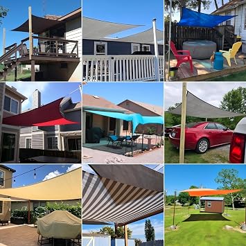 Patio Paradise 18' x 22' Sun Shade Sail Rectangle Canopy Patio Cover Sunlight Block Awning Heavy Duty Commercial Grade for Backyard Lawn Garden Outdoor Activities, Red