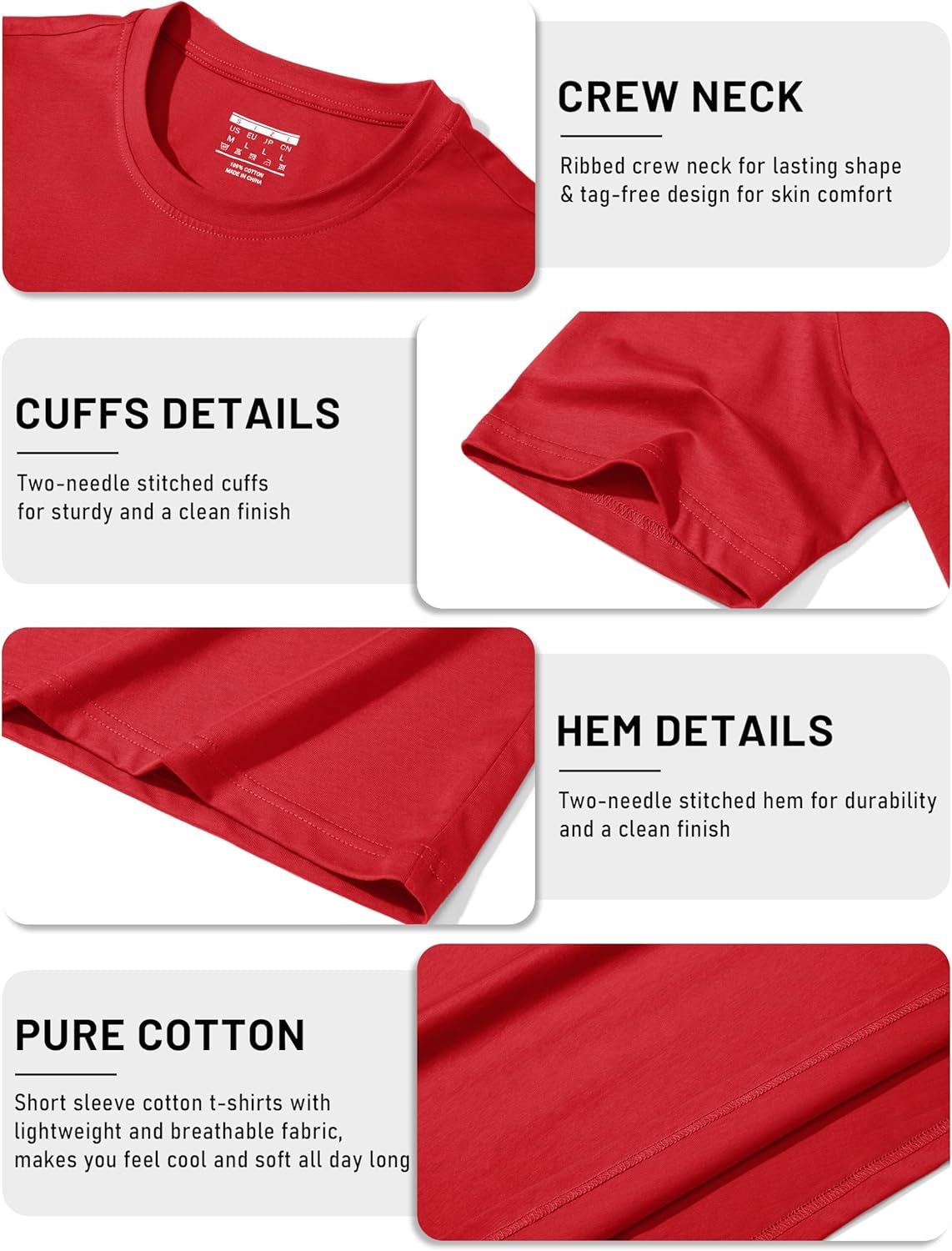 TACVASEN Mens Cotton T Shirt Casual Summer Tshirt Crew-Neck Short Sleeve Soft Tee Classic Basic T-Shirt - Image 5