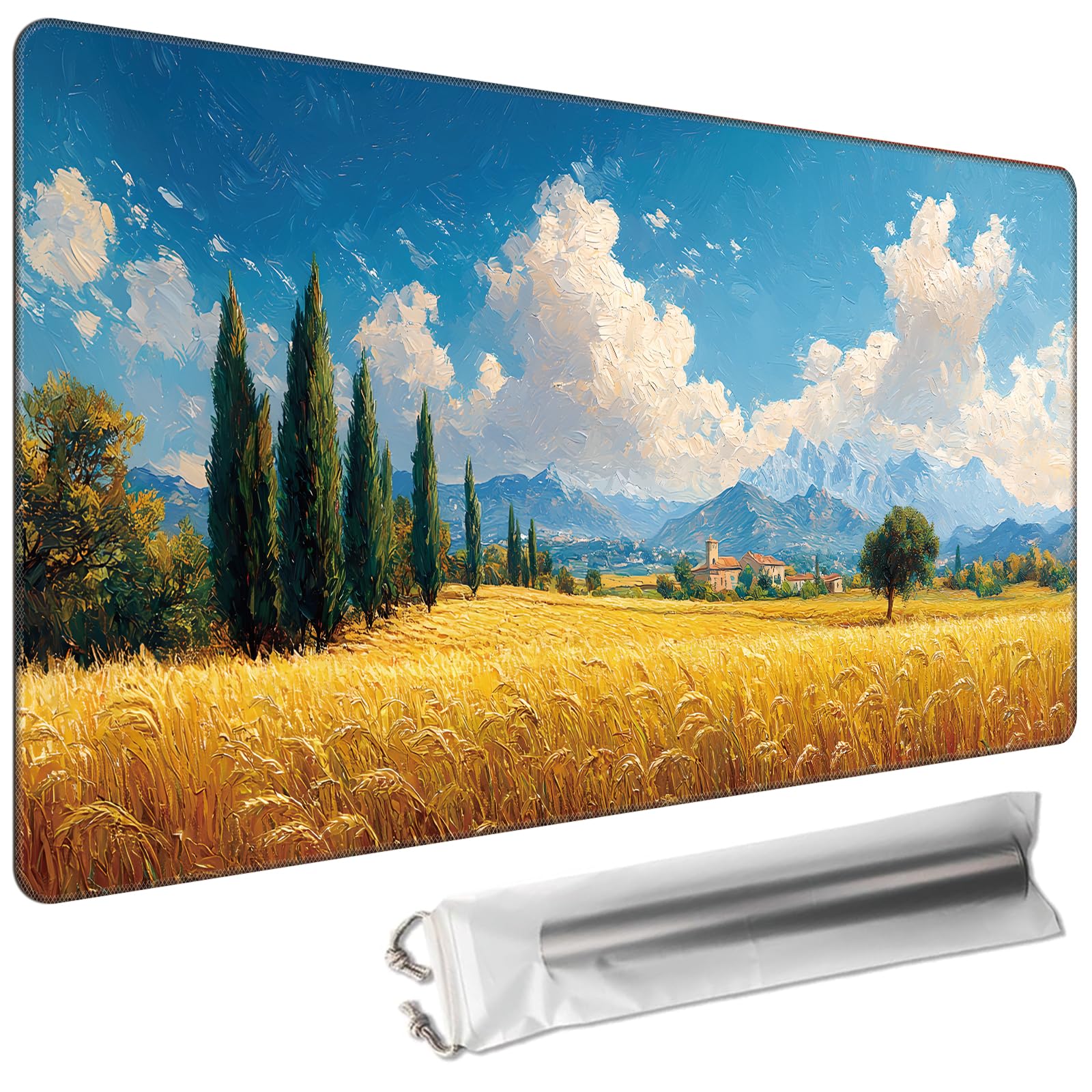 Cdkfxjy MTG Playmat 27.5 x 15.7in Includes Storage Bag,TCG Playmat with Soft Surface Premium Non-Slip Rubber Backing Stitched Edges Durable Gaming Mat,Golden Wheat Field — image 1