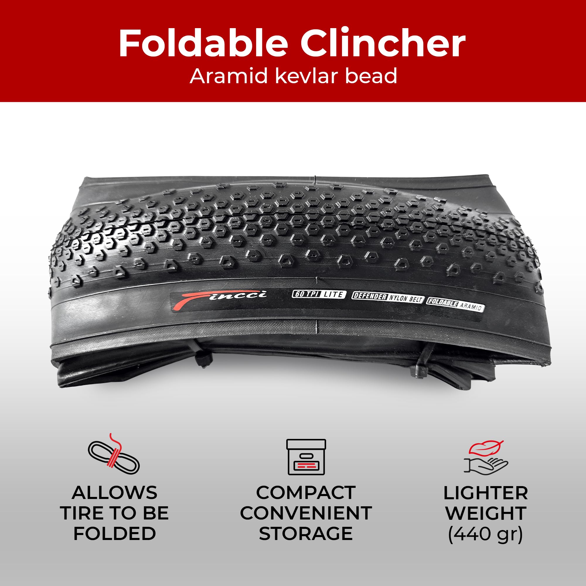 Fincci Składana opona 700 x 38c 40-622 z ochroną przed przebiciem 1 mm do cyklu żwirowego, elektrycznego roweru przełajowego MTB, crossowego, hybrydowego roweru