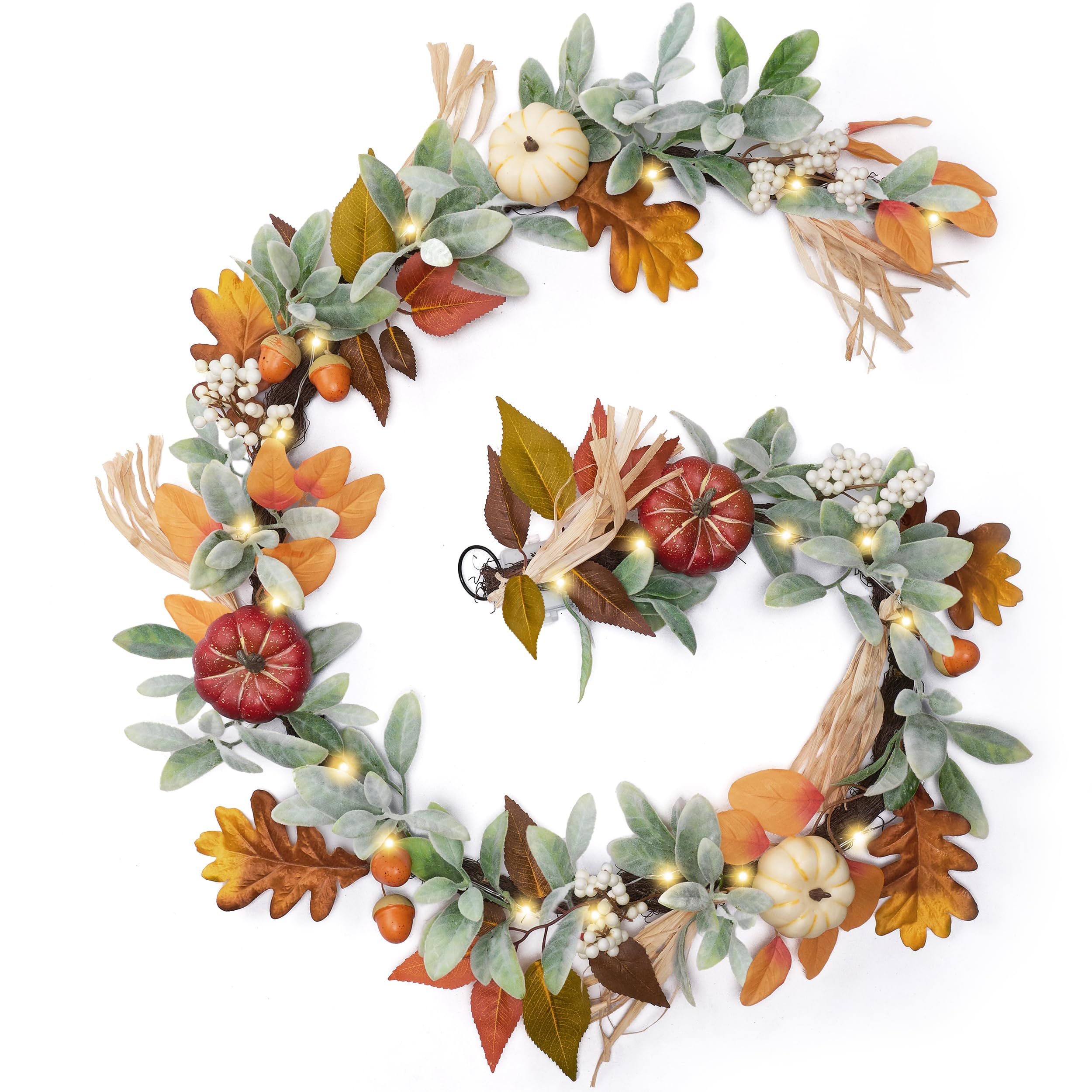 Valery Madelyn 6ft Fall Garland for Mantle with Pumpkins