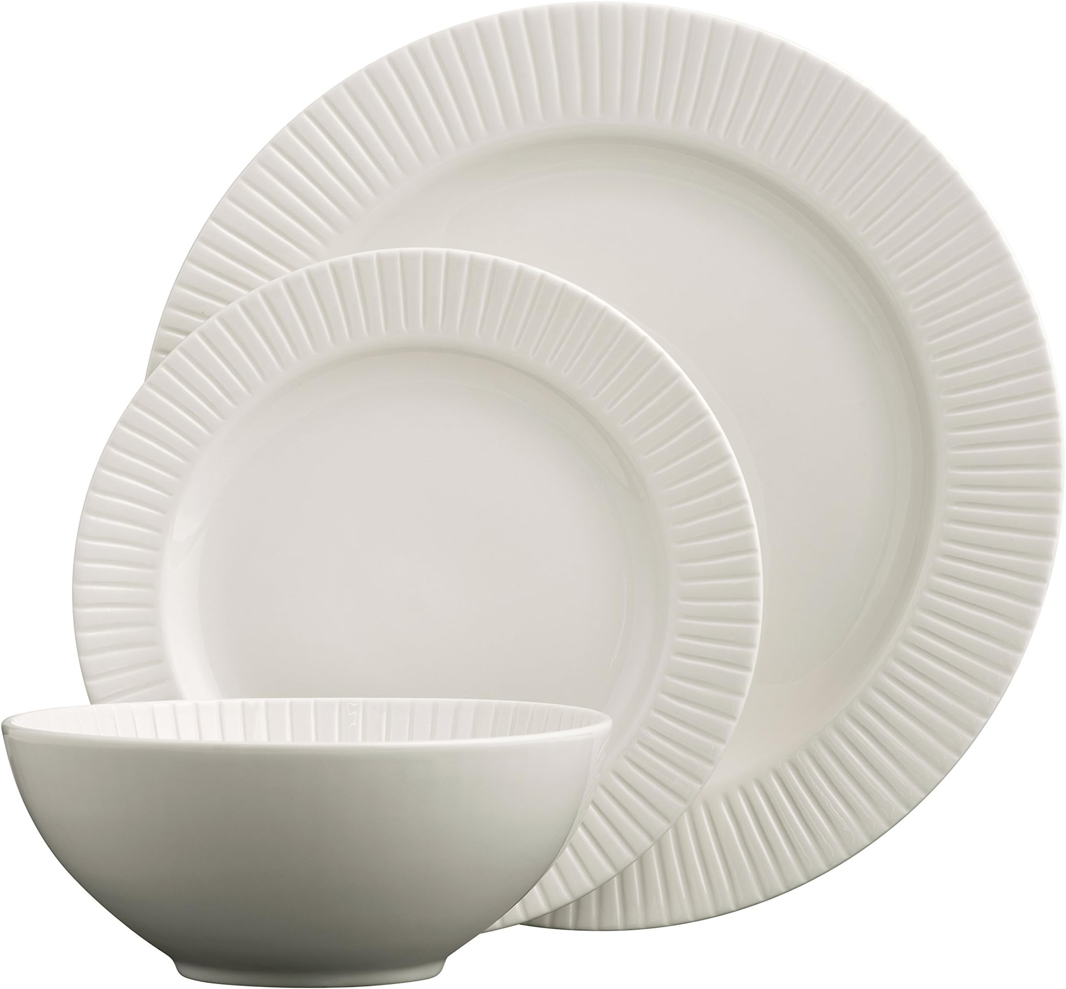 Belleek Pottery Atlantic 12 Piece Dinner Set, Ceramic, White, 28.2 x 28.2 x 7.9 cm