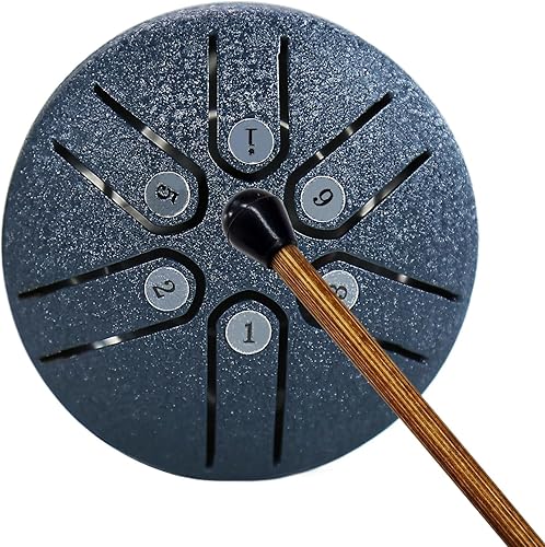 Miniatura 4 de Tambores de acero de 3 pulgadas, 6 tonos, mini tambor de lengua de acero, tambor de meditación, instrumento musical para principiantes