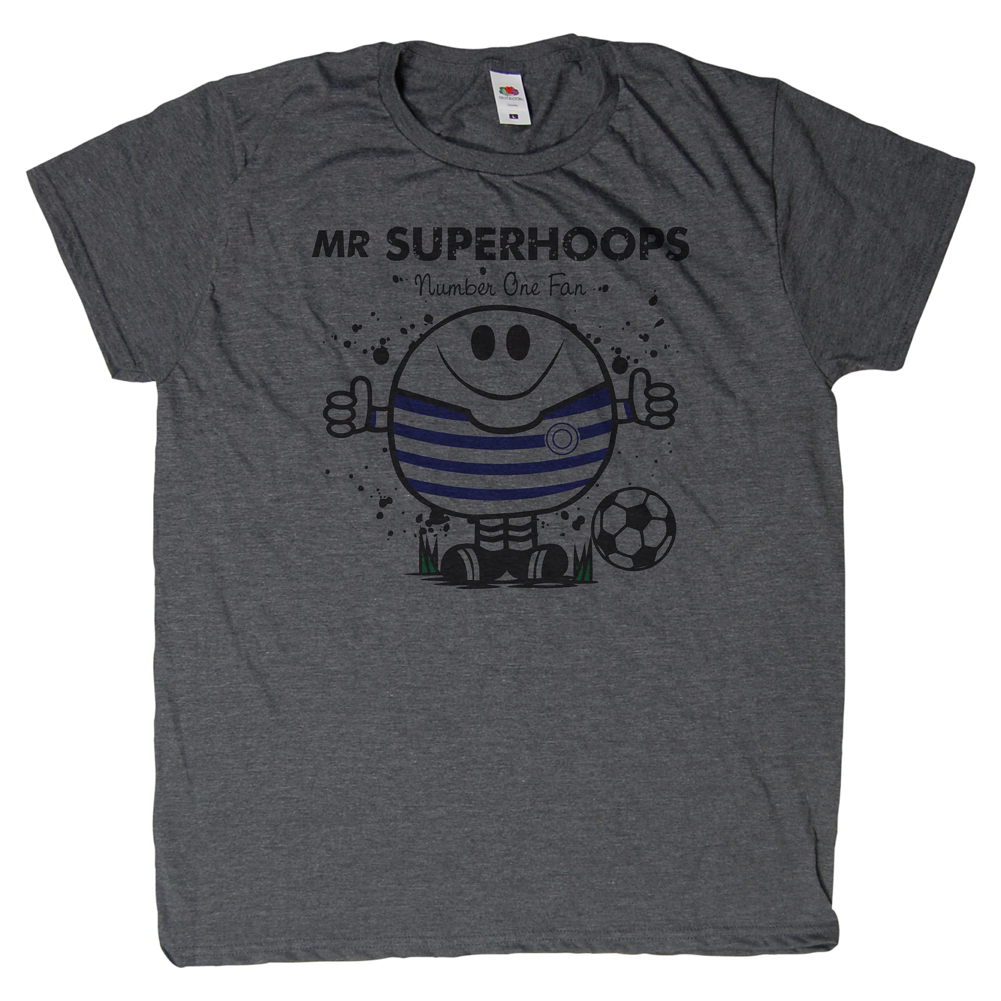 FOXCUPBomblighters Mr QPR T-Shirt Gift for Rangers Football Soccer Fan (Large) Charcoal
