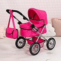 Vista 4 de Bayer: Cochecito de moda - rosa intenso - Incluye bolsa de hombro, se adapta a muñecas de hasta 18 pulgadas, mango ajustable, juego de simulación