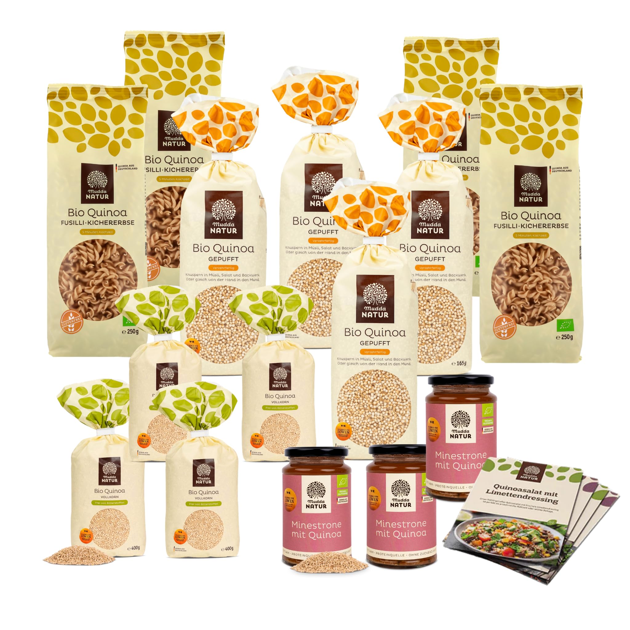 Mudda Natur Bio Quinoa Fitness Set 15-teilig vegan glutenfrei | Proteinreiche Bio Quinoa Auswahl für aktive Ernährung, glutenfrei, vegan und vielseitig