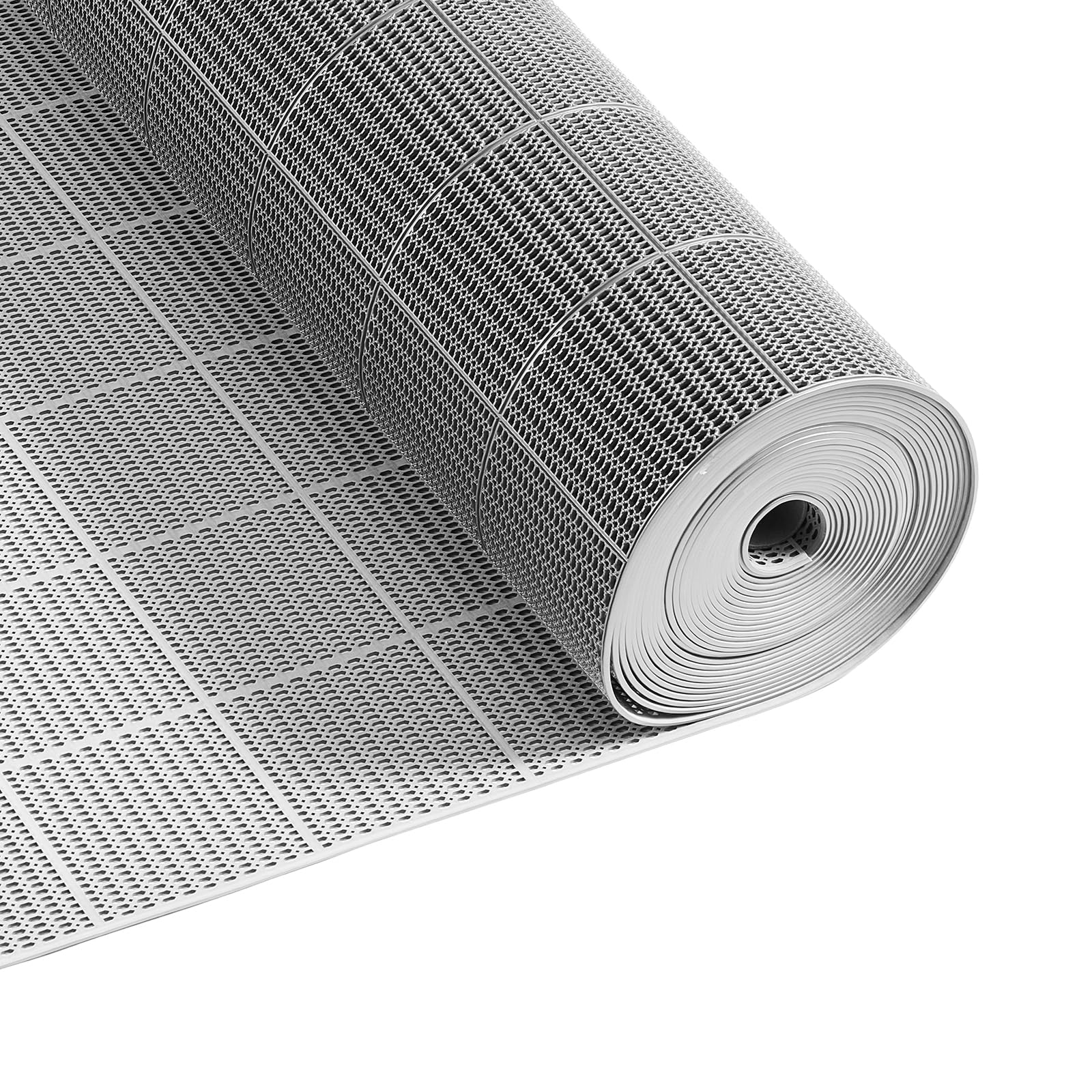 VEVOR Tapis de Drainage Antidérapant 90x1500 cm, Caillebotis Piscine en PVC, Revêtement de Sol pour Zones Humides Restaurant Piscine Terrasse Salle de Bain, Tapis Antifatigue Drainant en Rouleau, Gris