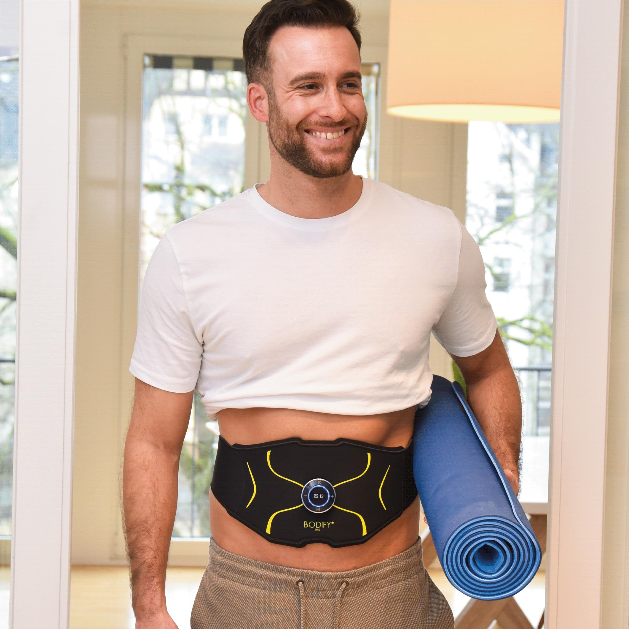 Bodify® EMS Bauchtrainer Max - Gezielte Stimulation der Bauch Muskulatur! - Muskelaufbau - Bauchtrainer - Stimulationsgerät Bauch Muskeln - Bauchmuskeltrainer für Männer und Frauen Das ORIGINAL