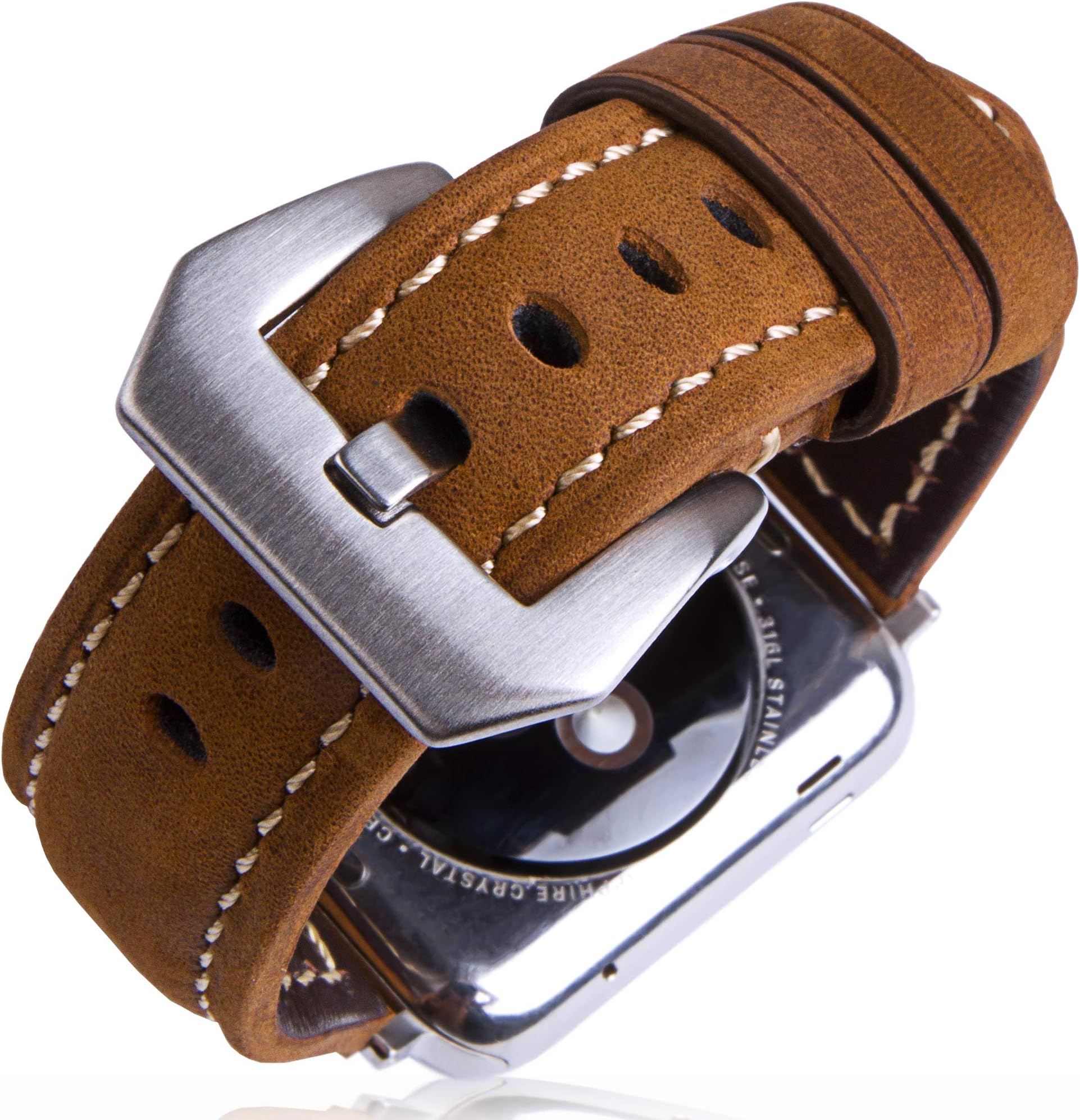 SwizzClub Compatible with Apple Watch Band Leather 38mm 40mm - Premium Replacement for Iwatch Band 40mm 38mm Series 4/3/2/1 - for Apple Watch Band Strap - for Apple Watch Band Brown Leather