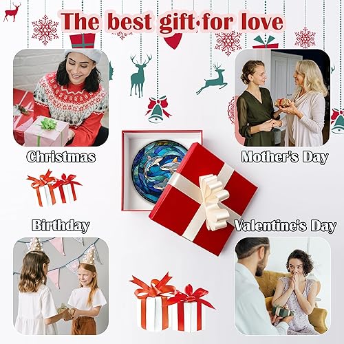 Miniatura 6 de Atrapasoles para colgar vidrieras, tiburón azul, vida marina, océano, para puertas, ventana, hogar, atrapasoles, decoración del día de la madre,