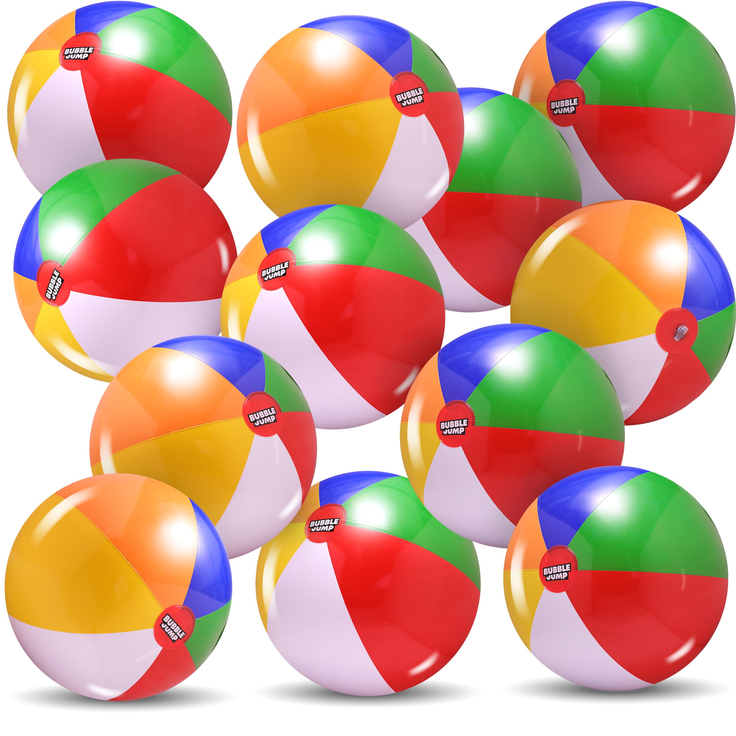 Beach Balls for Kids Bulk, Big Inflatable Beach Ball 24 Inch, Blow Up Beach Ball Rainbow Colored Pool Balls for Swimming Pool, Party Favors, Kids Summer Toys, Beach Toys - by Bubble Jump