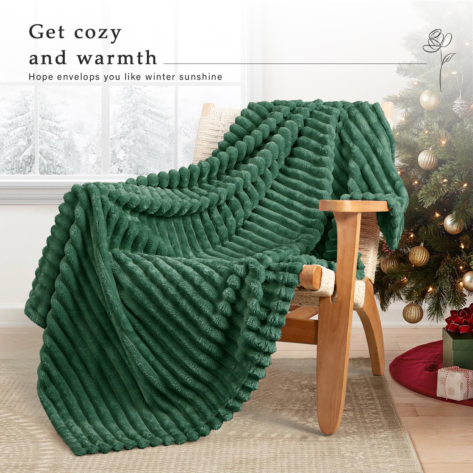 Exclusivo Mezcla Fleece Throw Blanket for Sofa Super Soft Striped Jacquard Bed Blanket - Image 2