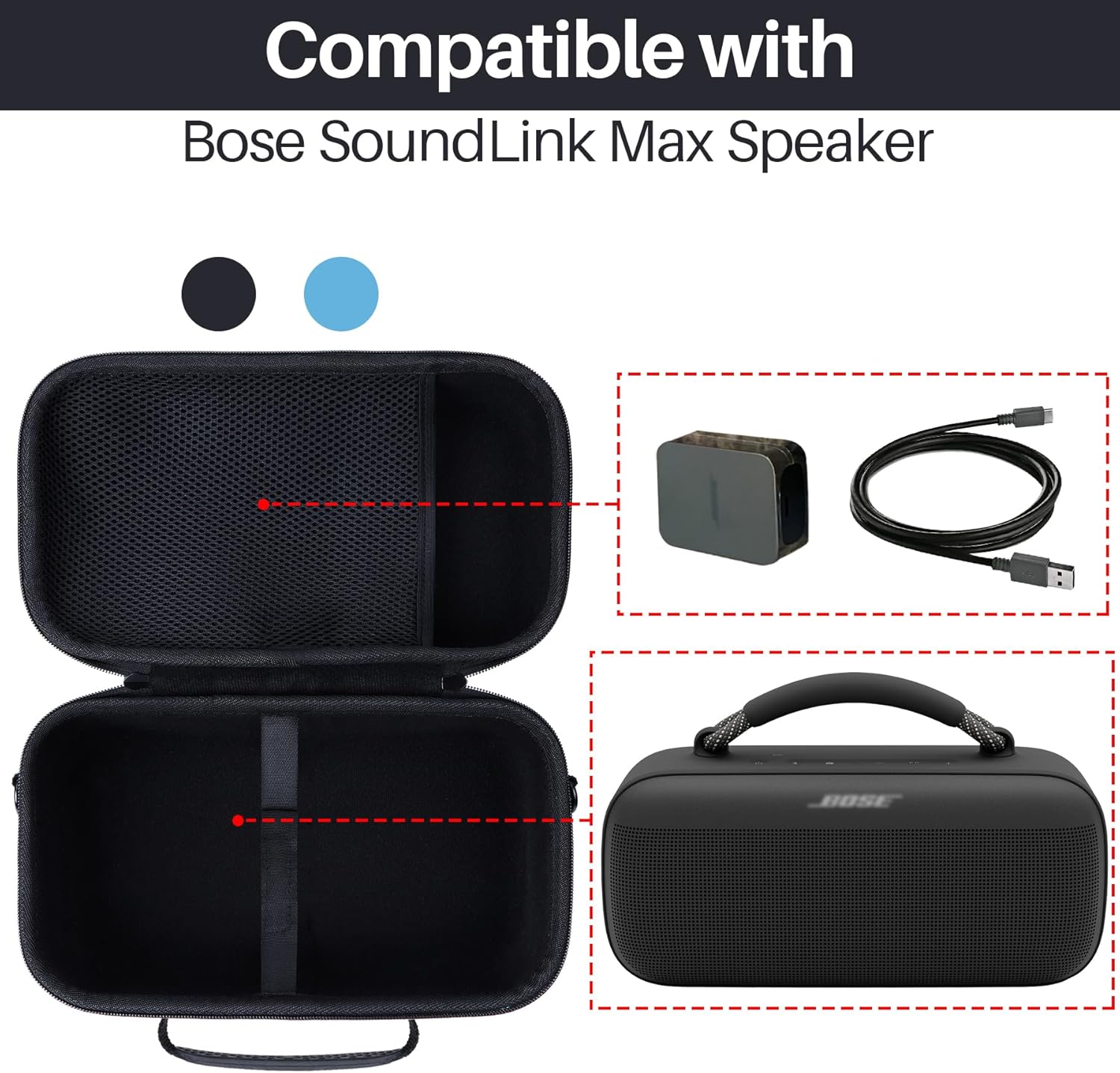 Hard Case Compatible with Bose SoundLink Max Portable Speaker, Stone Blue Case - Image 3
