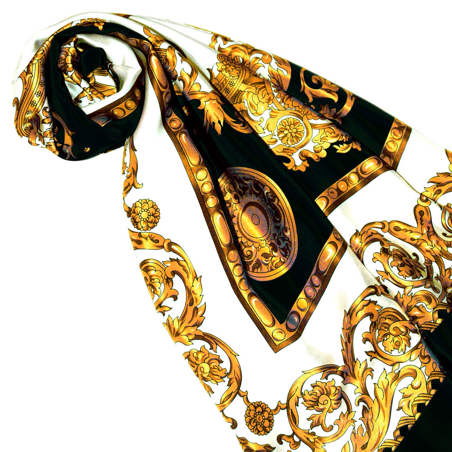 Lorenzo Cana Marken Seidentuch Damentuch aus 100% Seide Barock mit Paisleymuster Tuch Schal Markentuch