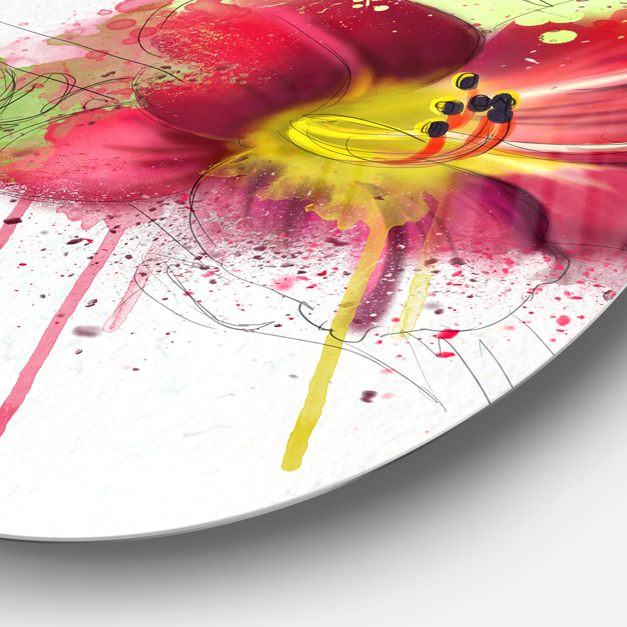 Designart MT13616-C23 Lily with Paint Splashes Floral Large Disc