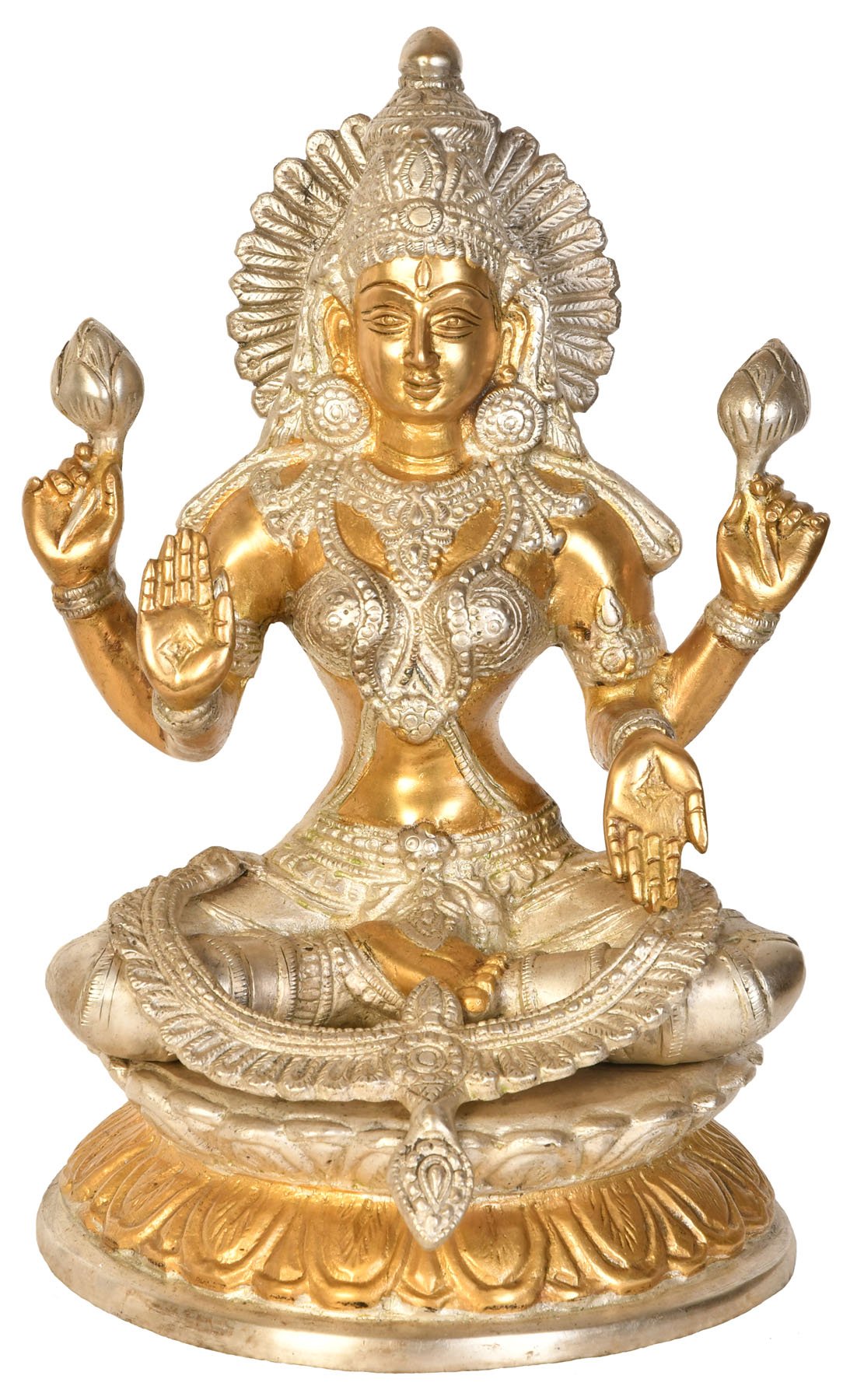 Statue en laiton de la déesse Lakshmi geste bénédiction cadeau idéal