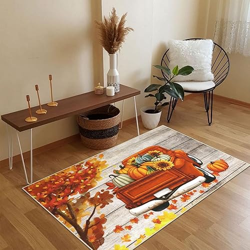 Miniatura 7 de U'Artlines Tapete para puerta delantera de otoño, 32 x 48 pulgadas, vintage, resistente a la suciedad, antideslizante, de perfil bajo, lavable,
