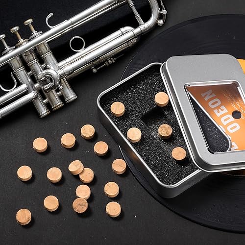 Miniatura 3 de Facmogu 20 piezas de trompeta de saliva de corcho, 9 0.157 in de trombón de agua con caja de almacenamiento, reemplazo de corcho de trompeta de Bach