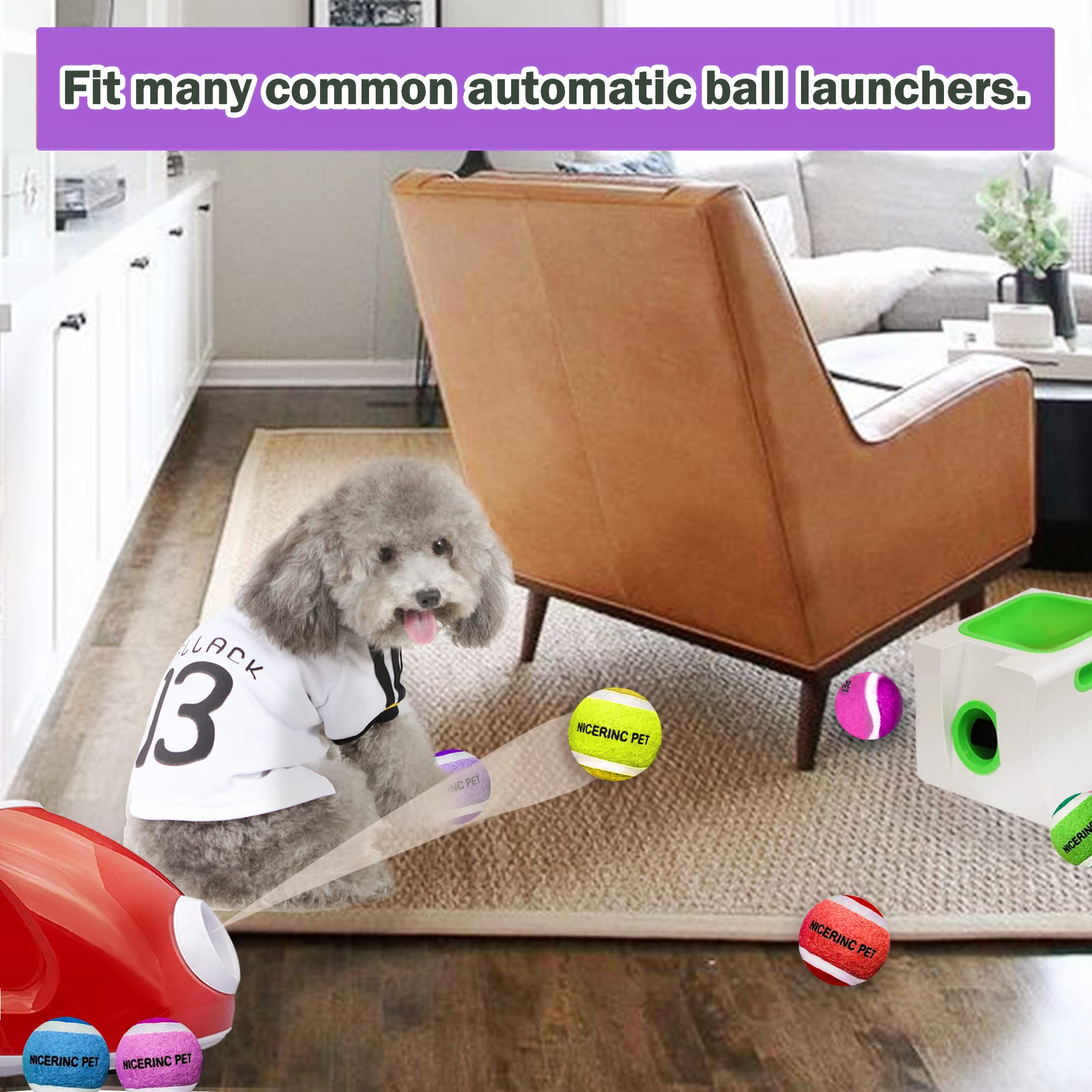 NICERINC PET X-Small Dog Tennis Balls Dog Toys Ball 1.5" Pack of 12, Fit Ball Launchers, Colored tennis balls - Image 3