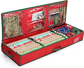 MaidMAX Wrapping Paper Storage Bag, Suitable for 24 Rolls, 106.5 cm Long, Christmas Organiser for Decorations with Inner Pocket, Wrapping Paper Holder, Ribbons, 14 x 106.5 x 35.5 cm