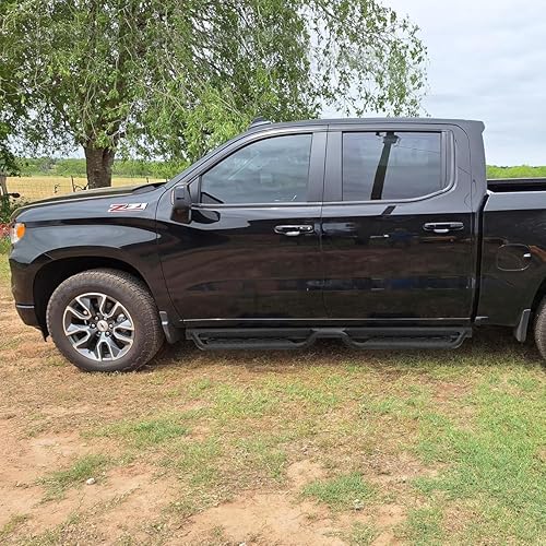 Miniatura 10 de Estribos desplegables compatibles con camioneta de doble cabina, polvo negro texturizado de doble etapa, peldaños laterales de 3 pulgadas