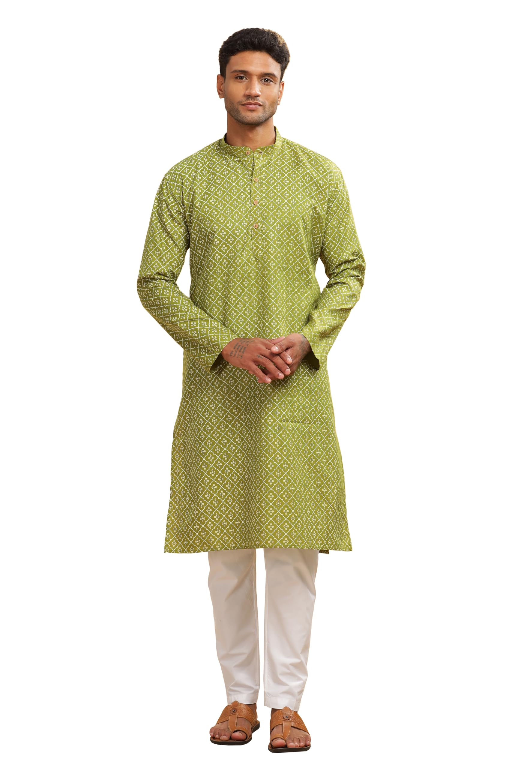 Be Active Men's Cotton Regular Kurta (C-399-2_Green