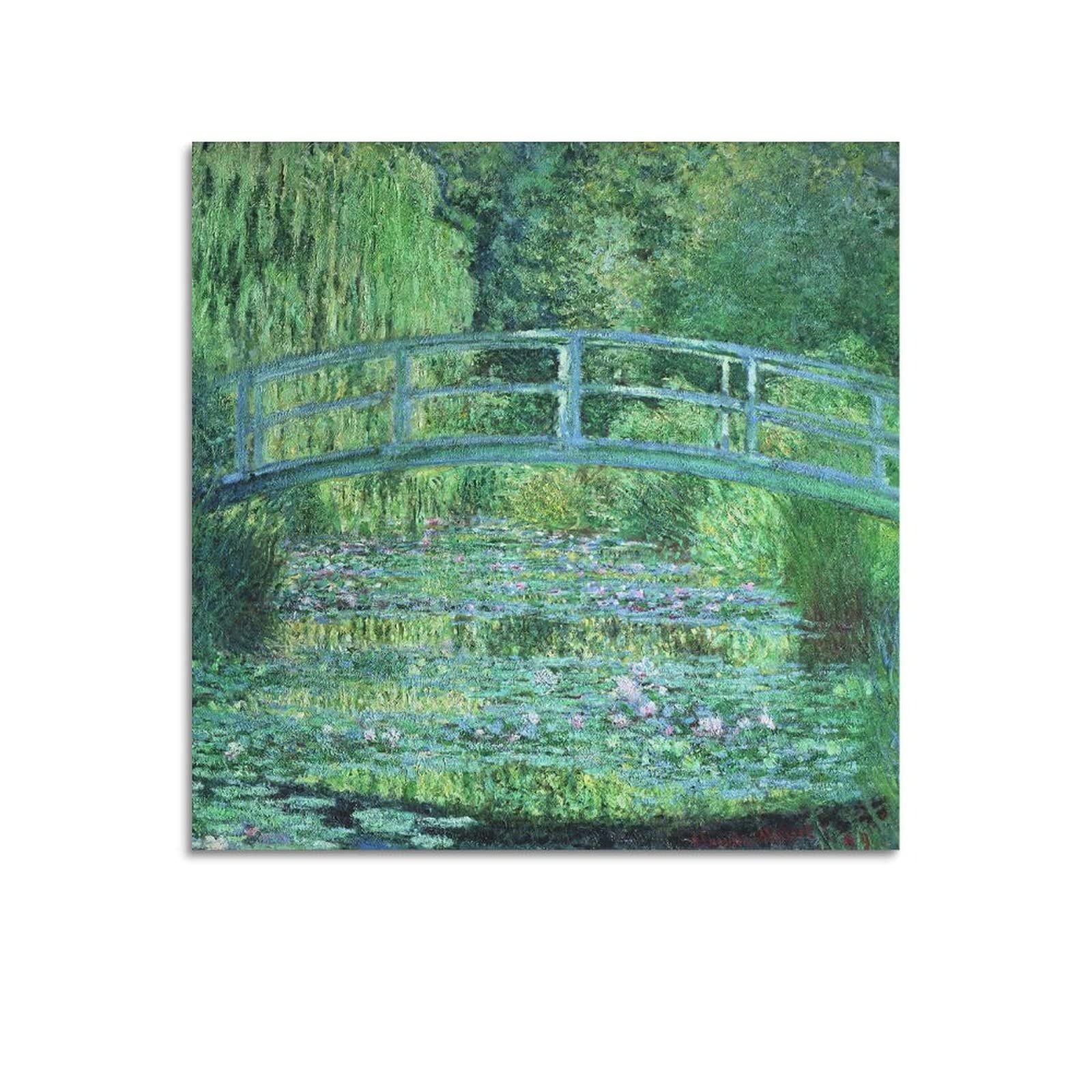 JAHER Claude Monet Paintings - (The Arch Bridge over The Water Lily Pond) Poster Decorative Painting Canvas Wall Art Living Rooms Bedroom Painting 24x24inch(60x60cm)