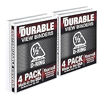 Vista 154 de Samsill Carpeta duradera de 3 anillos de 1 pulgada, fabricada en Estados Unidos, carpeta de anillos en D, cubierta transparente personalizable