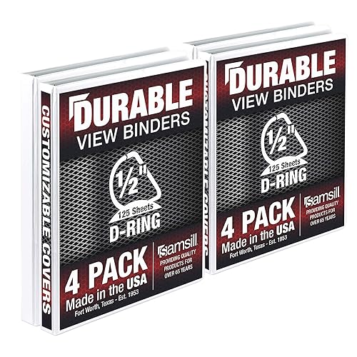 Vista 154 de Samsill Carpeta duradera de 3 anillos de 1 pulgada, fabricada en Estados Unidos, carpeta de anillos en D, cubierta transparente personalizable