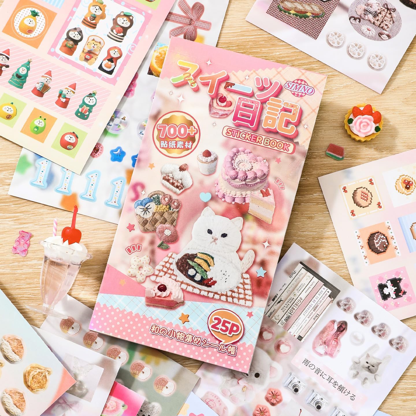 Alideco 25pcs Scrapbook Stickers Vintage Delicious Food Adorable Pets Sticker Book for Adults Sticker journaling Stickers for Scrapbooking (miguoriji) image 2