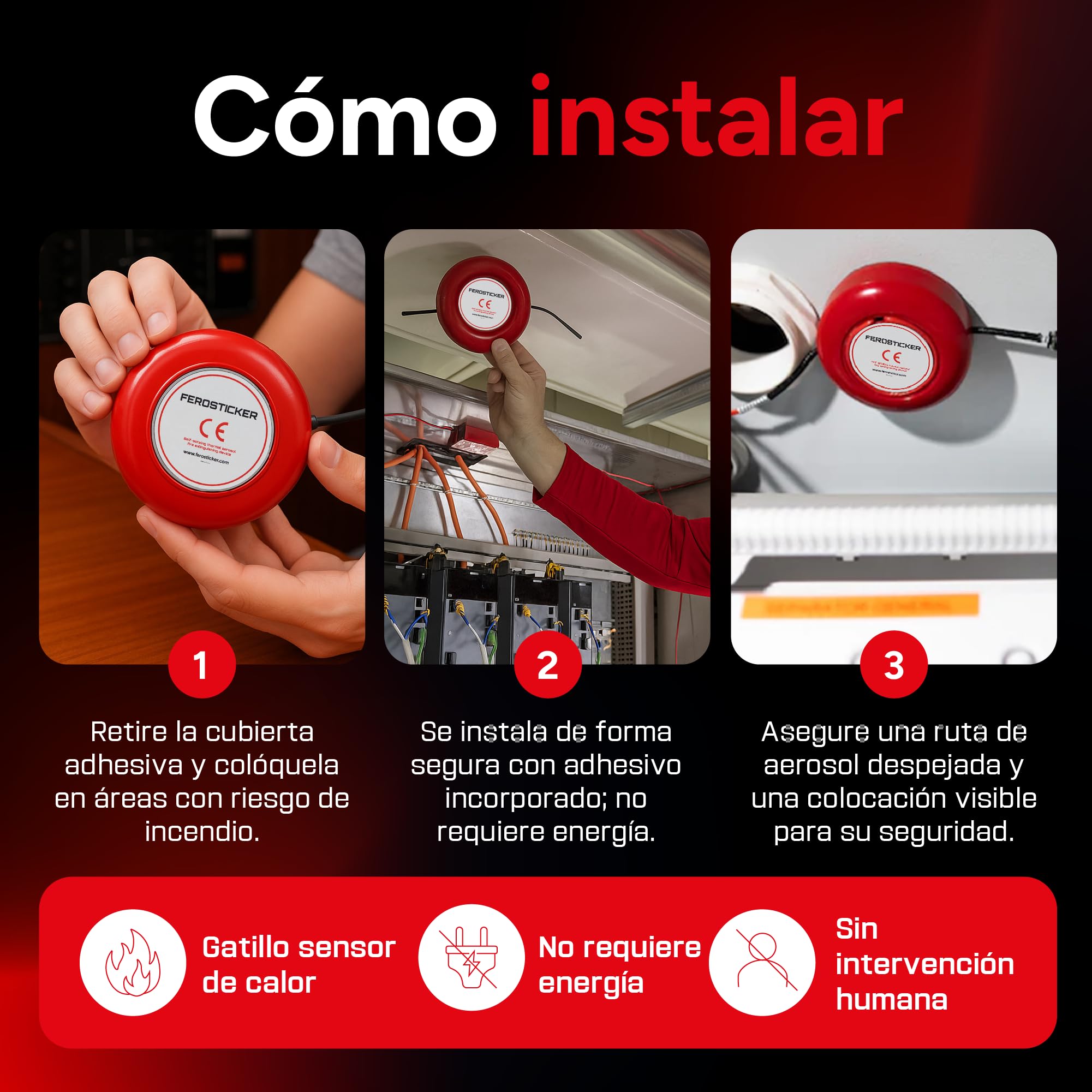Pequeño Extintor Automático (1 Pieza) | Para barcos, grandes cuadros eléctricos, tractores, cosechadoras, equipos industriales y compartimentos de baterías.