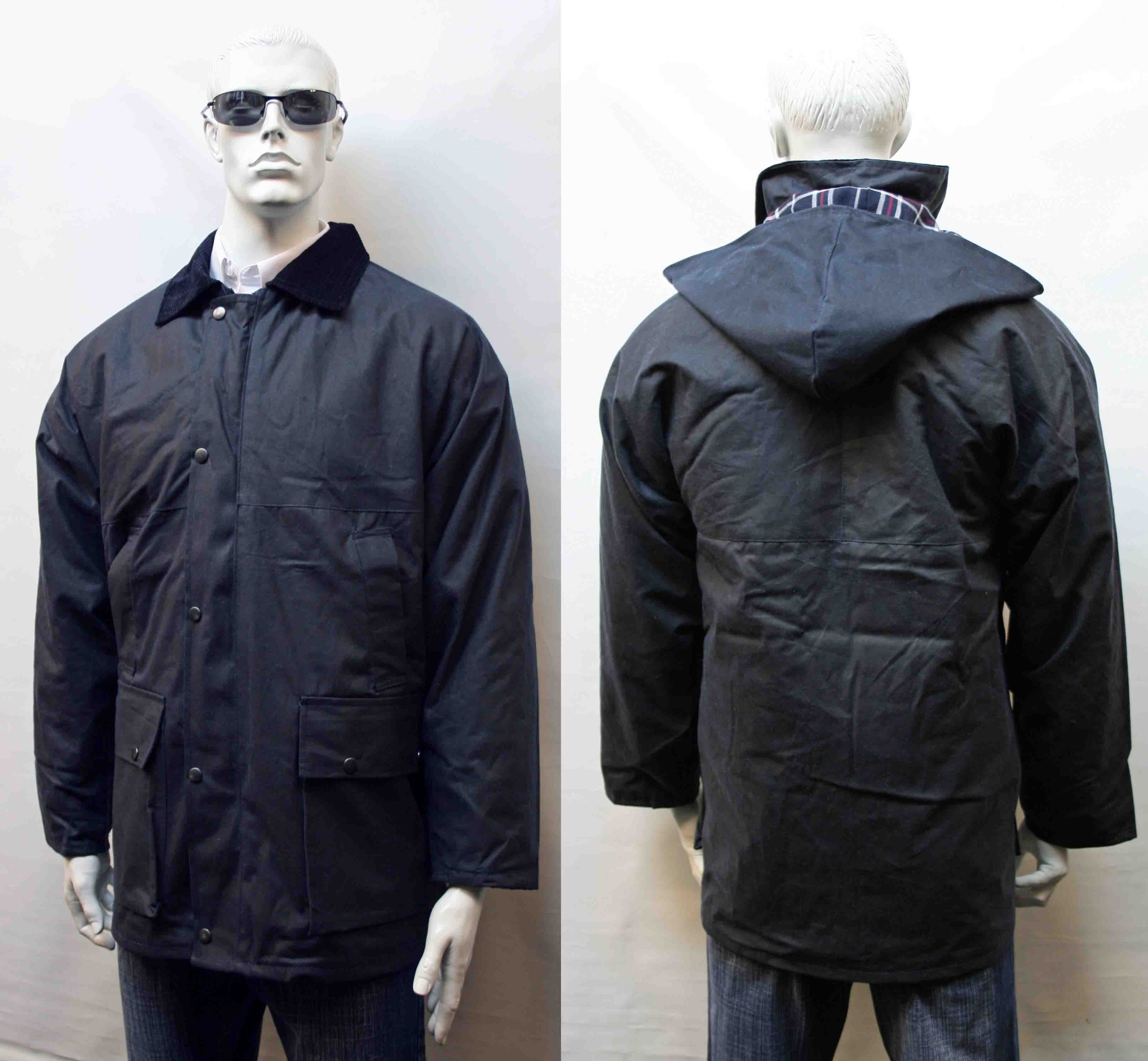 Veste imperméable cirée adulte bleu marine S avec finition enduite déperlante