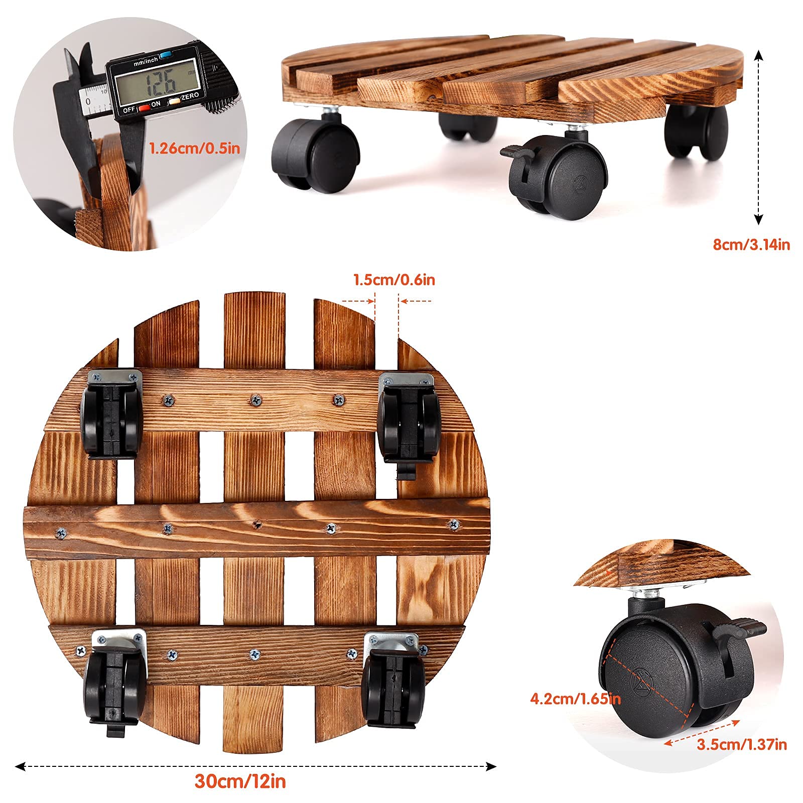 KarNeey Plant Caddy 12 Inch Plant Stand with Wheels Rolling Plant Stand Heavy Duty Rolling Plant