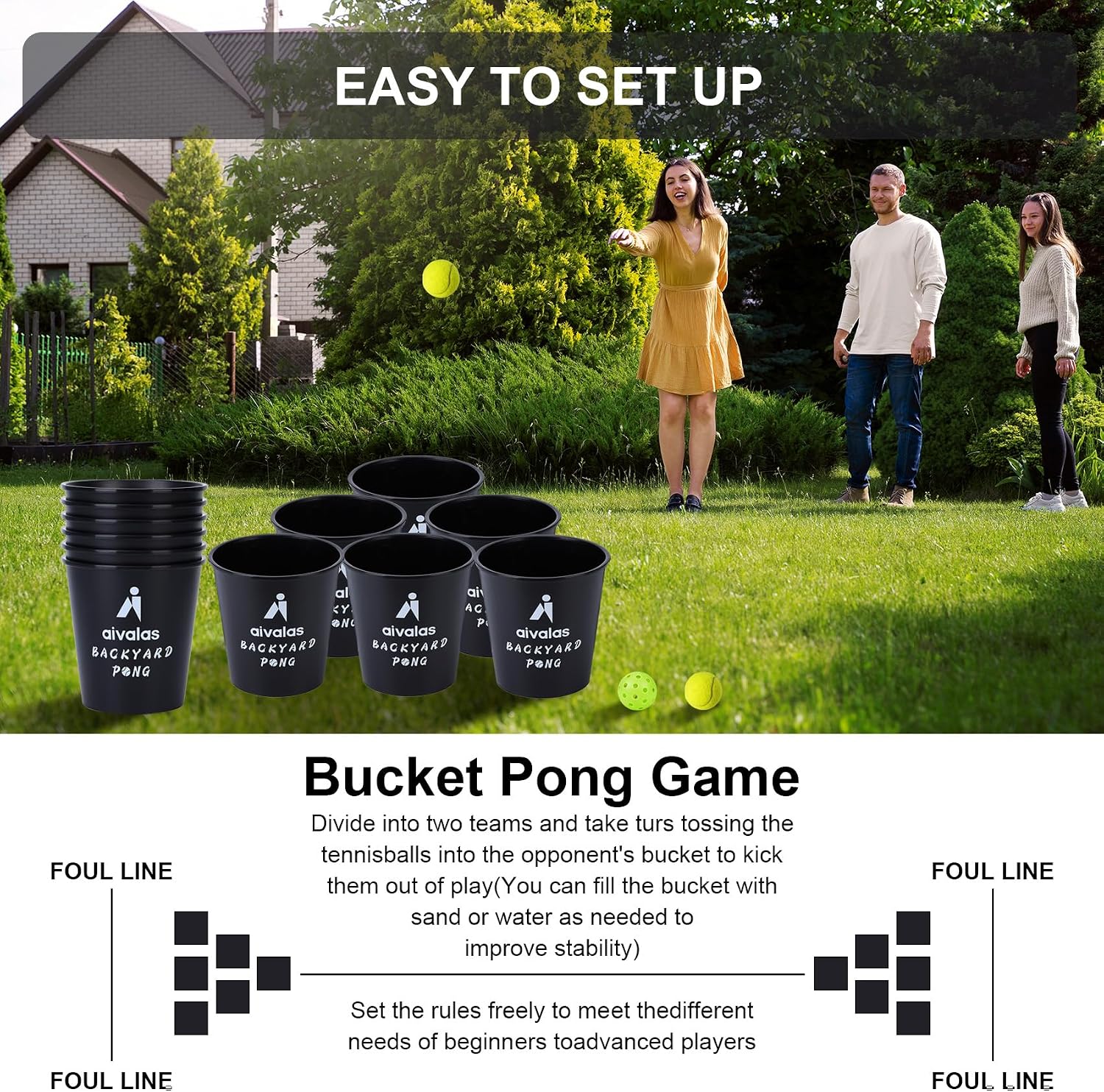 Aivalas Yard Pong Outdoor Games Set Toss Games for Kids Adults Party image 5