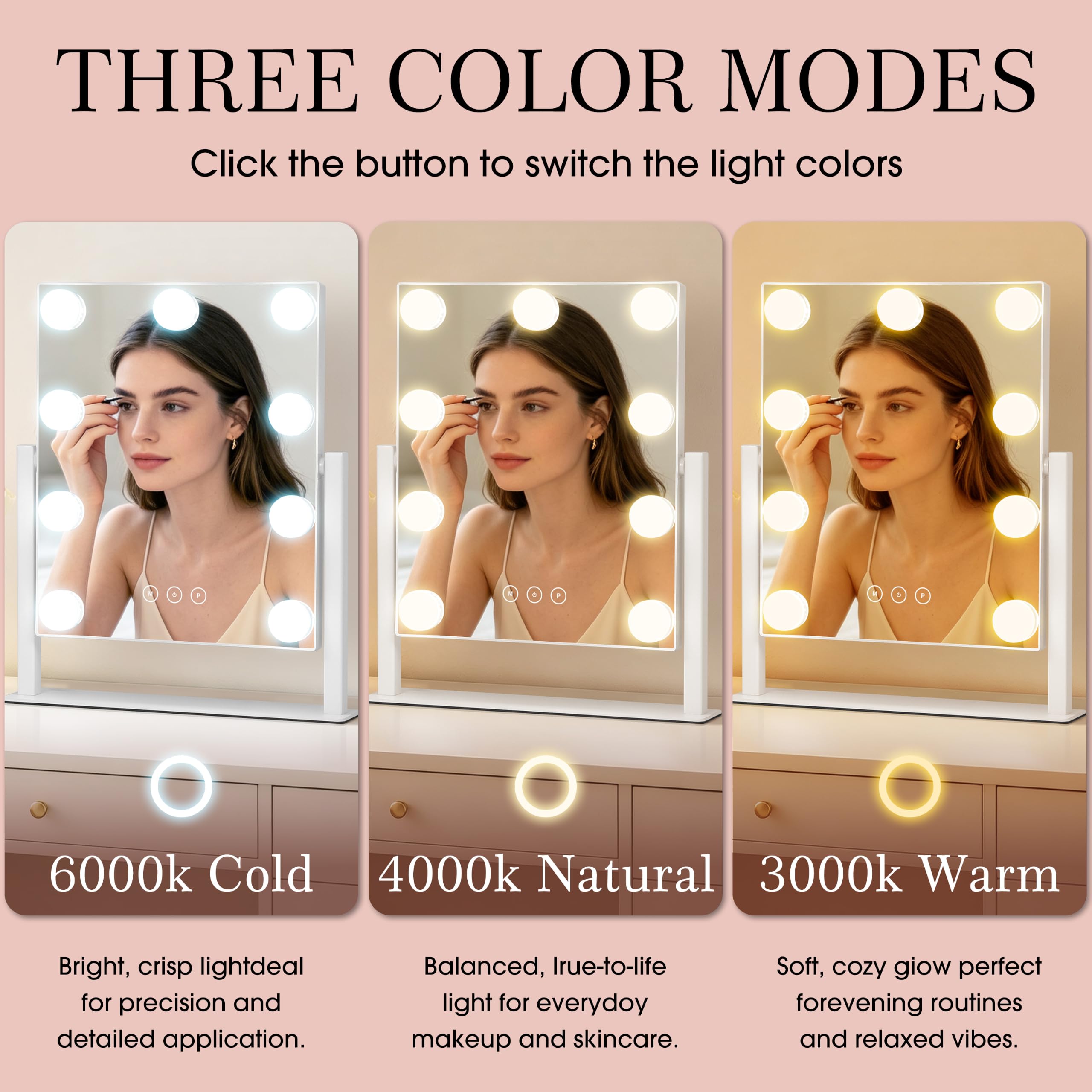 Kotdning Vanity Mirror - 9 Dimmable Lights & 10x Magnification -2 Kotdning Vanity Mirror - 9 Dimmable Lights & 10x Magnification -2