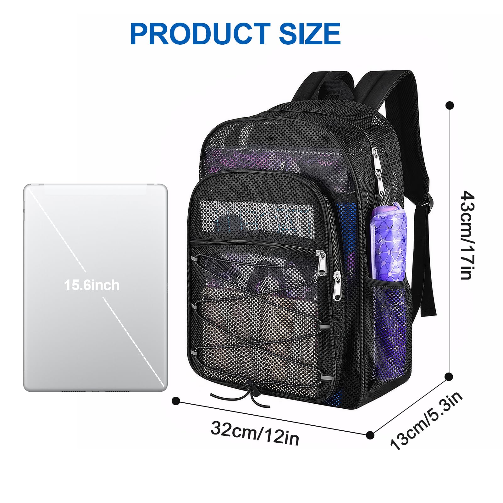 Long Keeper Siatkowy plecak dla mężczyzn kobiet wytrzymałe przezroczyste torby zatwierdzone stadion przezroczysty plecak torba przezroczysta siatka siłownia plecak na podróż pływanie plaża