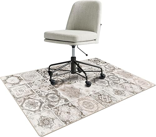 Topotdor Tapete para silla de oficina en casa, para suelo de madera dura, 35 x 60 pulgadas, rectangular, vintage, rectangular, antideslizante,